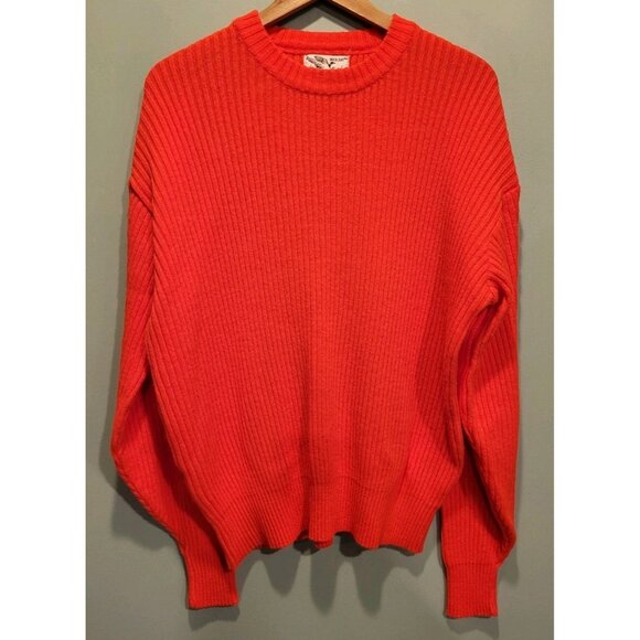 Vtg Duck Bay Hunter Blaze Orange Rib Knit Crewneck Sweater Sz XL - Picture 1 of 6